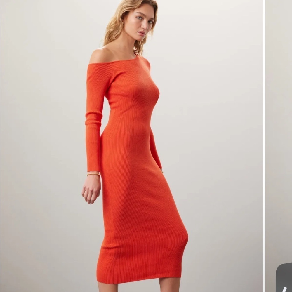 LAPOINTE Orange Off-Shoulder Dress